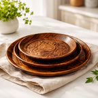 Elegant Wooden Plates Set of 3