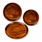 Elegant Wooden Plates Set of 3